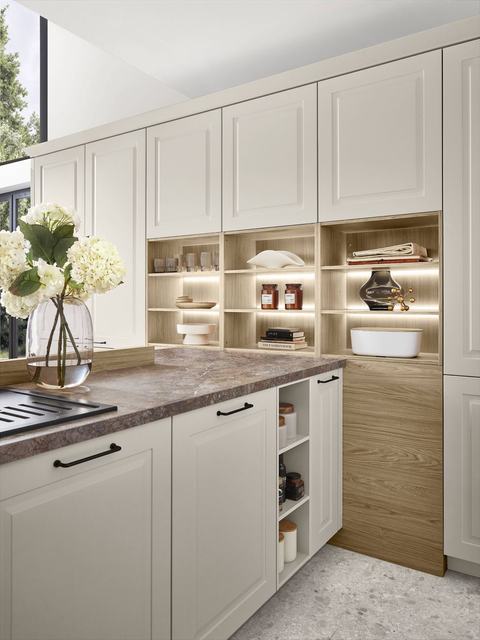 Cocina en acabado Arena fina mate perfecto, clásica
