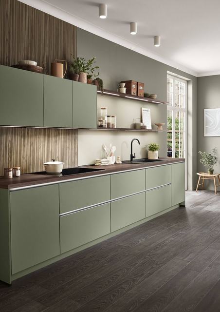 Cocina en acabado Verde oliva premium mate